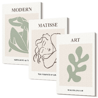 Sada 3 obrazov Štýlové postavičky a rastliny v minimalistickom dizajne