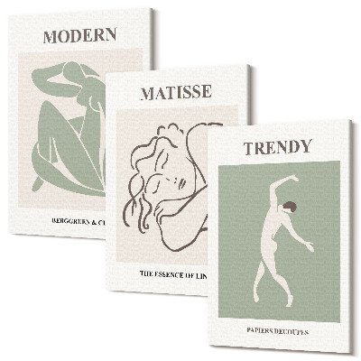 Sada 3 obrazov Štýlové postavičky v minimalistických formách a farbách