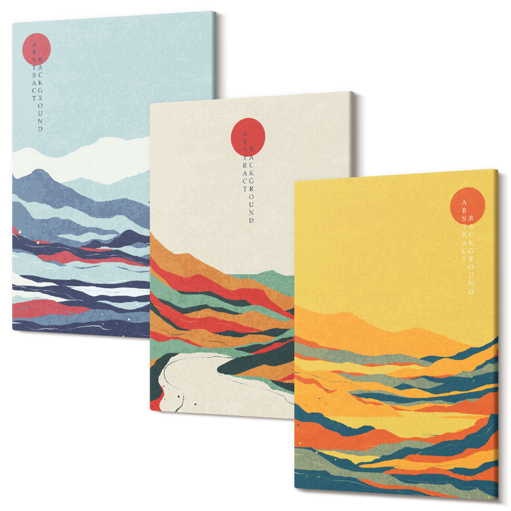 Sada obrazov na stenu triptych Farebné abstraktné horské a riečne krajiny