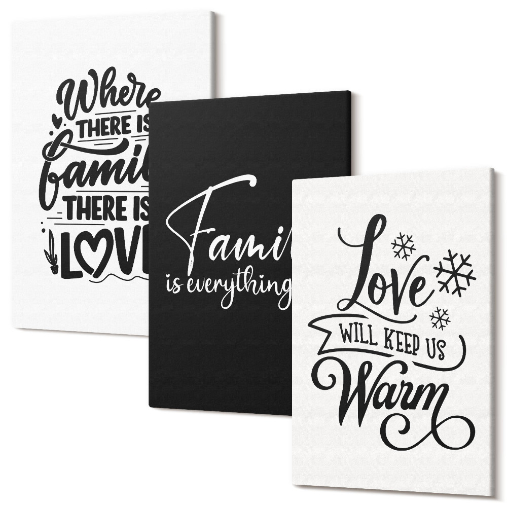 Sada 3 obrazov Rodina, láska, teplo, domov, inšpiratívne citáty