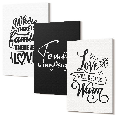 Sada 3 obrazov Rodina, láska, teplo, domov, inšpiratívne citáty