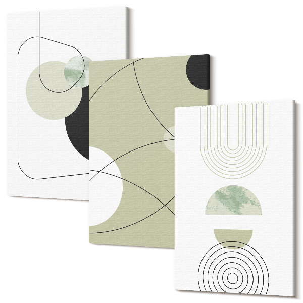Sada obrazov triptych Abstraktné tvary v tlmených farbách