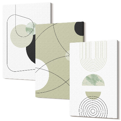 Sada obrazov triptych Abstraktné tvary v tlmených farbách