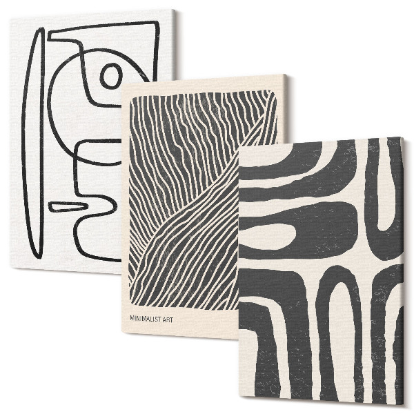 Sada 3 obrazov Abstraktné vzory s čiarami a textúrami na svetlom pozadí