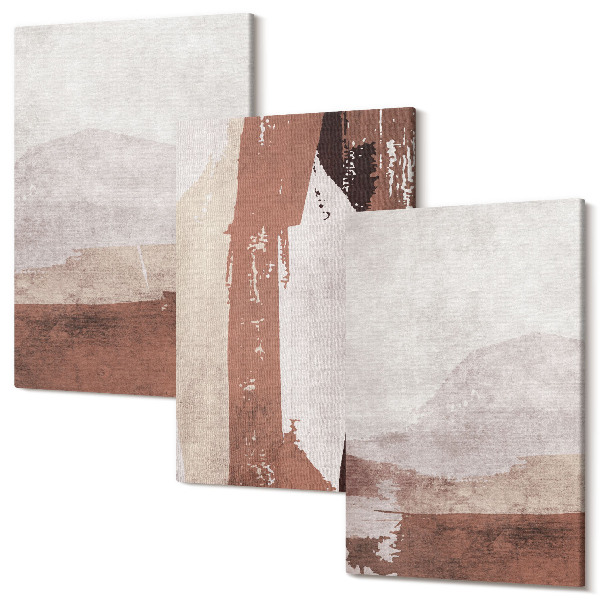 Sada 3 obrazov Abstraktné vzory v odtieňoch hnedej a béžovej