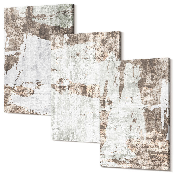 Sada obrazov triptych Abstraktné vzory v odtieňoch bielej a hnedej