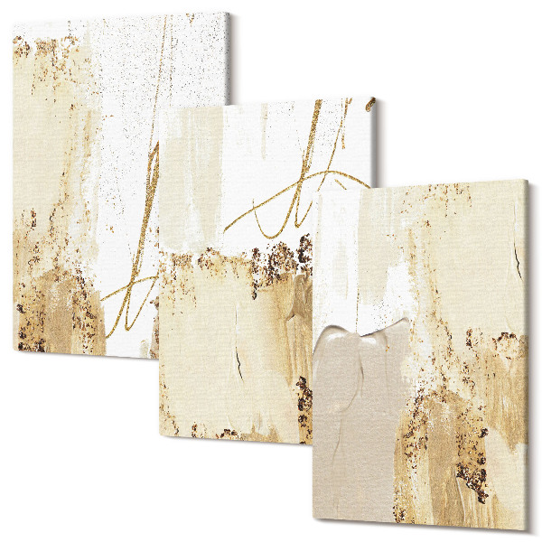 Sada obrazov na stenu triptych Abstraktné vzory v odtieňoch béžovej a bielej