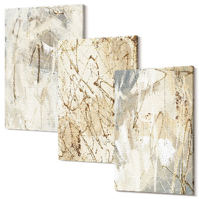 Sada 3 obrazov Abstraktné vzory v odtieňoch béžovej a šedej