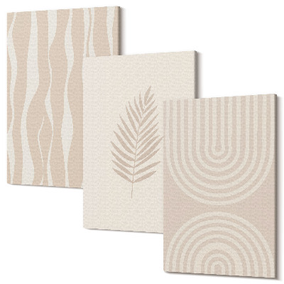 Sada 3 obrazov Vzory v odtieňoch béžovej s rastlinnými motívmi