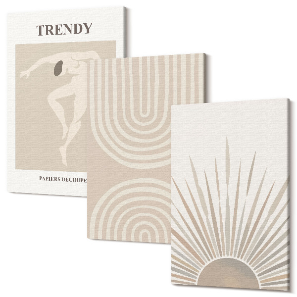 Sada obrazov na stenu triptych Pastelové plagáty, módne boho abstrakcie