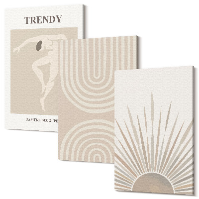 Sada obrazov na stenu triptych Pastelové plagáty, módne boho abstrakcie