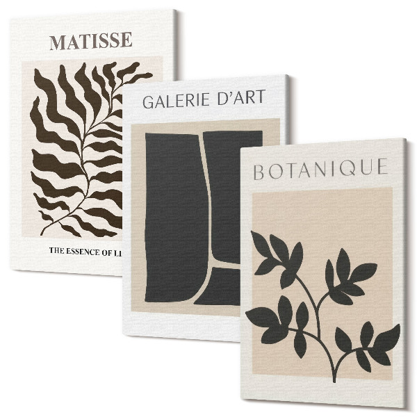 Sada obrazov triptych Minimalistické plagáty s rastlinnými vzormi a abstraktmi