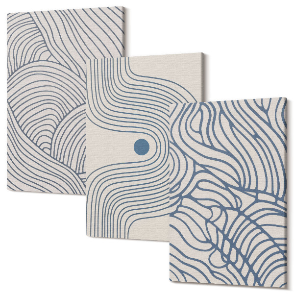Sada obrazov na stenu triptych Abstraktné dekoratívne línie vlnitých tvarov