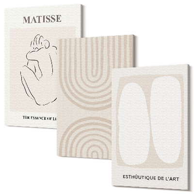 Sada obrazov triptych Štýlové línie a minimalistické tvary v neutrálnych tónoch