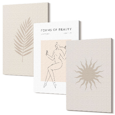 Sada obrazov na stenu triptych Kolekcia minimalistických foriem a prírodných tvarov
