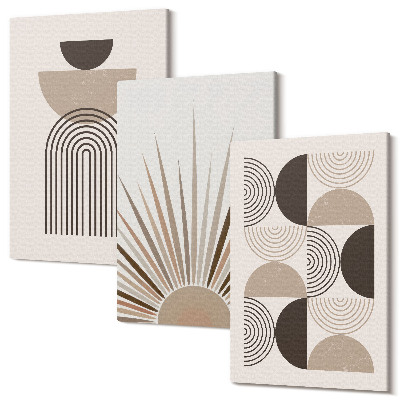 Sada 3 obrazov Abstraktné tvary v odtieňoch béžovej a hnedej