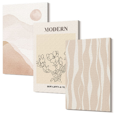 Sada obrazov triptych Abstraktné tvary v tlmených farbách