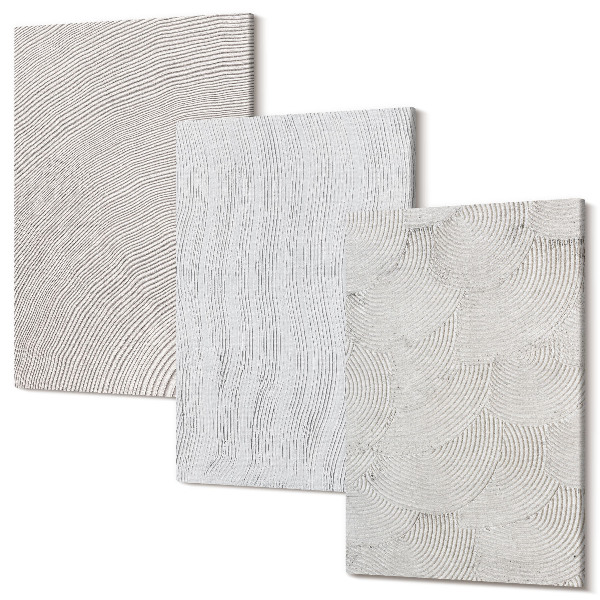 Sada obrazov triptych Vzory v piesku, lineárne geometrické štruktúry