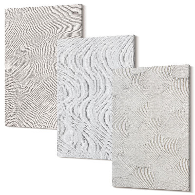 Sada obrazov triptych Vzory v piesku, lineárne geometrické štruktúry