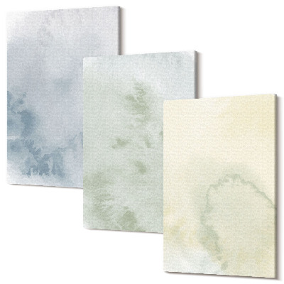 Sada obrazov triptych Pastelové akvarelové farby na textúru plátna