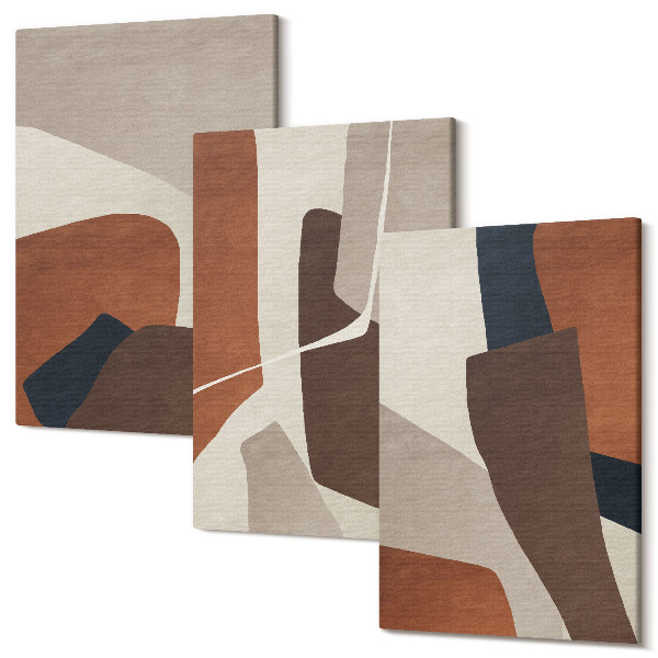 Sada obrazov na stenu triptych Abstrakcia štrukturálnych tvarov v modernom štýle