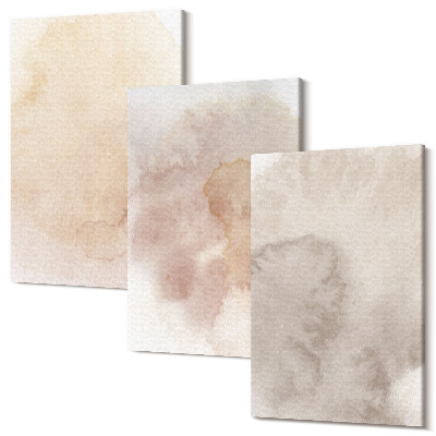 Sada obrazov triptych Teplé akvarely na plátne s pastelovými textúrami