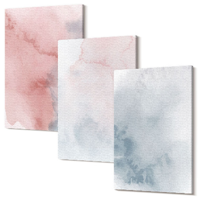 Sada 3 obrazov Pastelové akvarely na plátno s farebnými textúrami