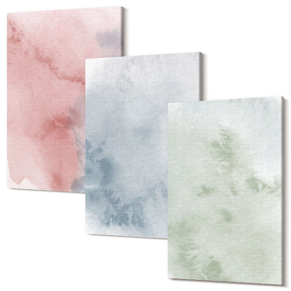 Sada obrazov triptych Pastelové štruktúry farebné akvarely na plátne