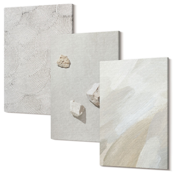 Sada obrazov na stenu triptych Piesok, kamene a moderné farby