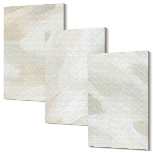 Sada 3 obrazov Svetlé abstraktné farby na plátne, jemný boho štýl