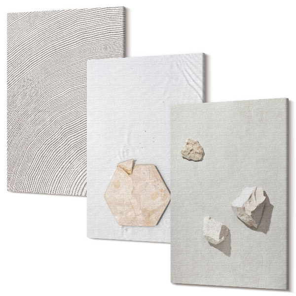 Sada obrazov triptych Ľahké textúry na piesku, jemný boho štýl