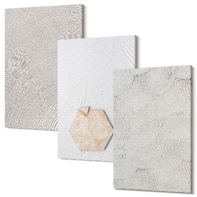 Sada obrazov na stenu triptych Ľahké textúry na piesku, jemný boho štýl