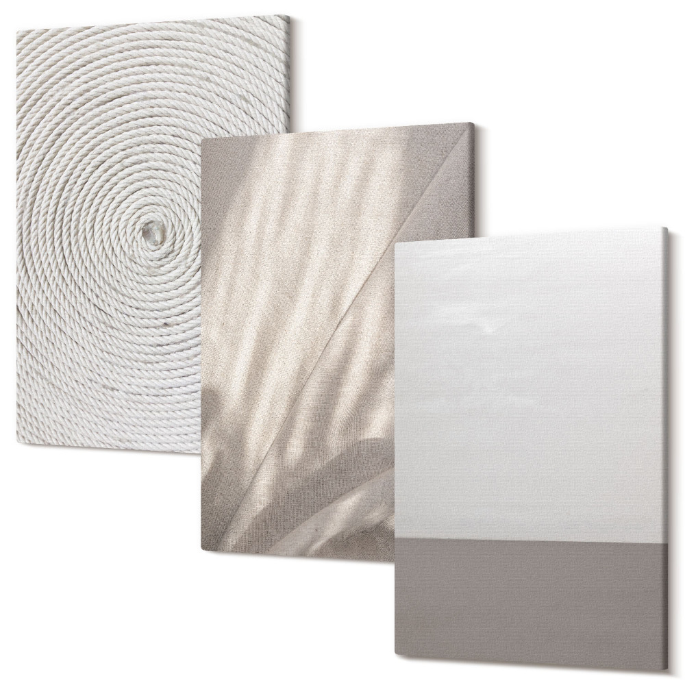 Sada obrazov triptych Jemné prírodné textúry v štýle boho