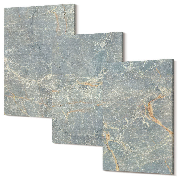 Sada 3 obrazov Štruktúra dekoratívneho kameňa zo zeleného žilkovaného mramoru