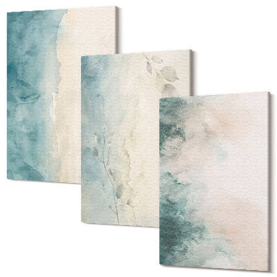 Sada obrazov triptych Akvarelové maľby na plátne, minimalistický štýl