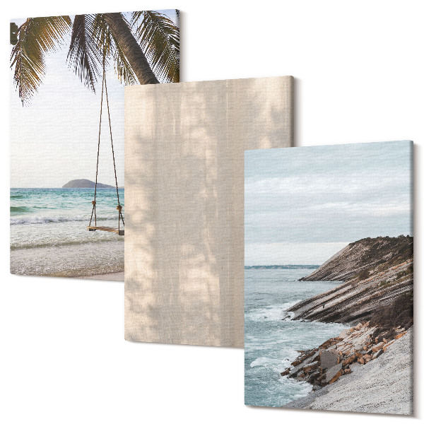 Sada obrazov triptych Letný piesok a pobrežie s výhľadom na letnú krajinu