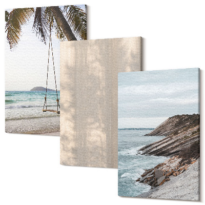 Sada obrazov triptych Letný piesok a pobrežie s výhľadom na letnú krajinu