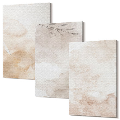 Sada obrazov na stenu triptych Akvarelové škvrny a listy v pastelových farbách