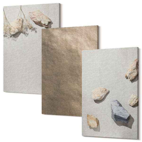 Sada 3 obrazov Plážové kamene prírodné štruktúry