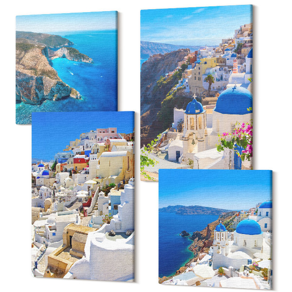 Sada obrazov na stenu kvadryptych Krajinná architektúra pohľady na mesto Oia Santorini Grécko