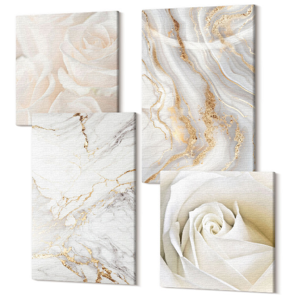 Sada 4 obrazov Elegantné, módne abstraktné mramorové vzory
