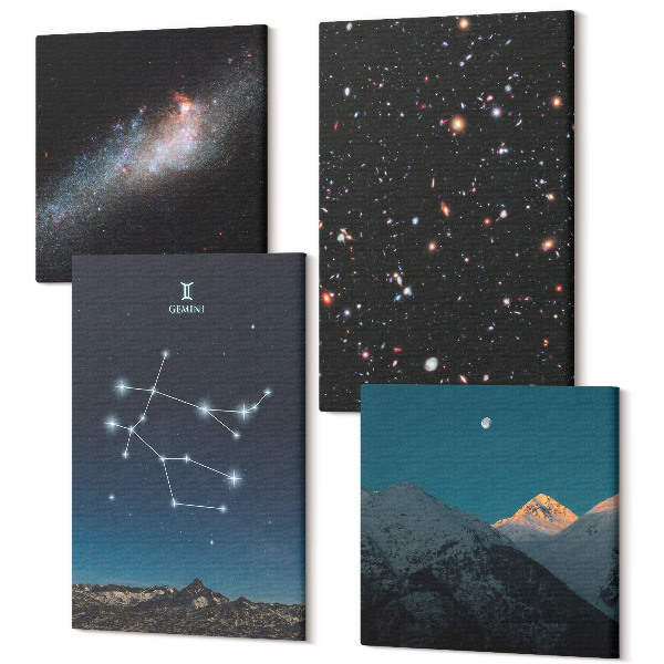 Sada 4 obrazov Blíženci znamenie zverokruhu galaxie vesmírne hviezdy