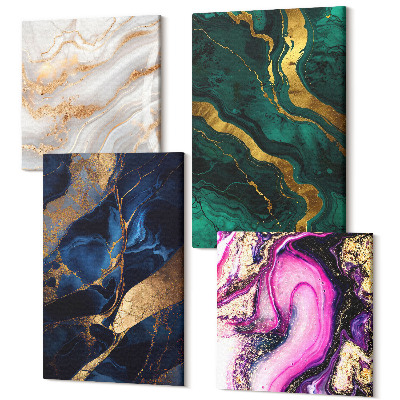 Sada obrazov kvadryptych Abstraktné vzory mramoru a zmiešaných farieb