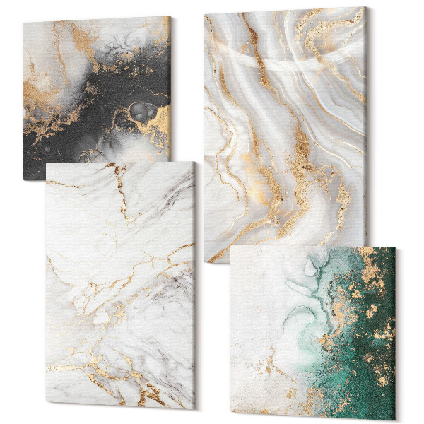 Sada obrazov na stenu kvadryptych Abstraktné vzory v odtieňoch bielej, čiernej a zelenej