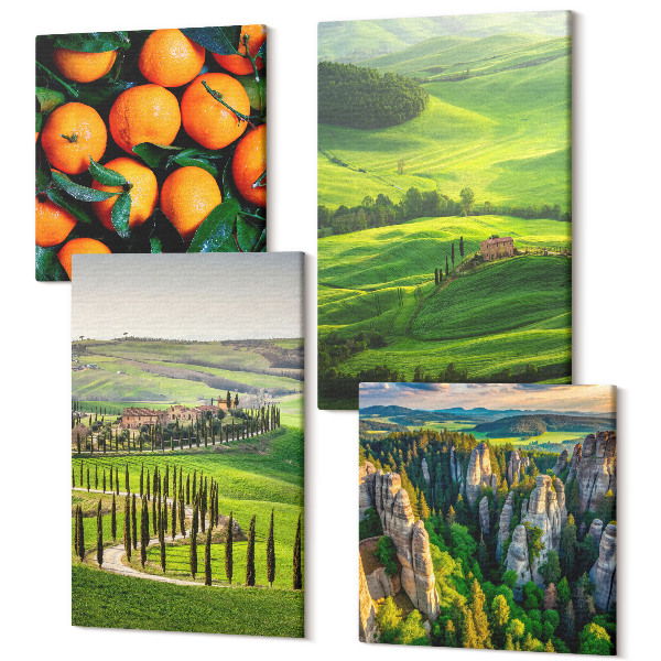 Sada obrazov na stenu kvadryptych Talianska vidiecka krajina s pomarančmi a prírodou