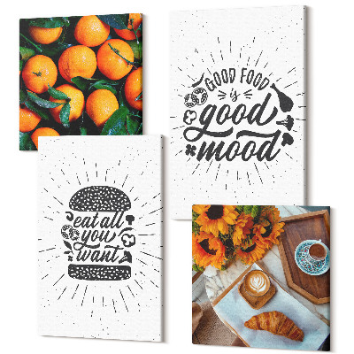 Sada obrazov kvadryptych Kuchynské motívy a šťavnaté pomaranče