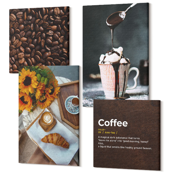 Sada obrazov na stenu kvadryptych Definícia zrnkovej kávy na talianske raňajky