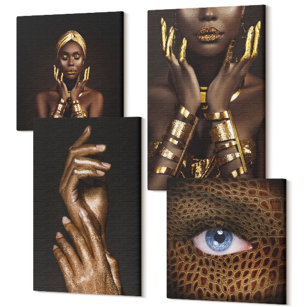 Sada 4 obrazov Elegantné portréty africkej ženy