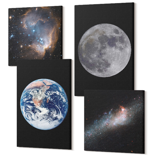 Sada obrazov na stenu kvadryptych Hviezdy vesmírnej galaxie a spln