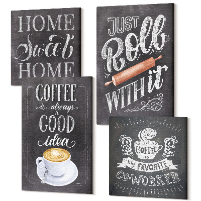 Sada obrazov na stenu kvadryptych Káva, teplo domova a pohoda